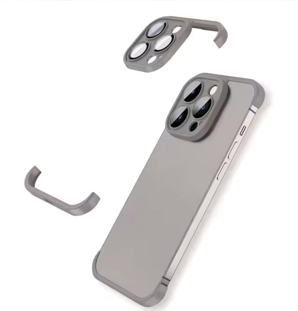 VEE Titanium Gray Frameless Case for Iphone 15 Pro Max,Camera Lens Protector, Slim Soft TPU Shockproof IPhone Cover, Minimalist Yet Protective Bumper Shell (IPHONE 15 PRO MAX)