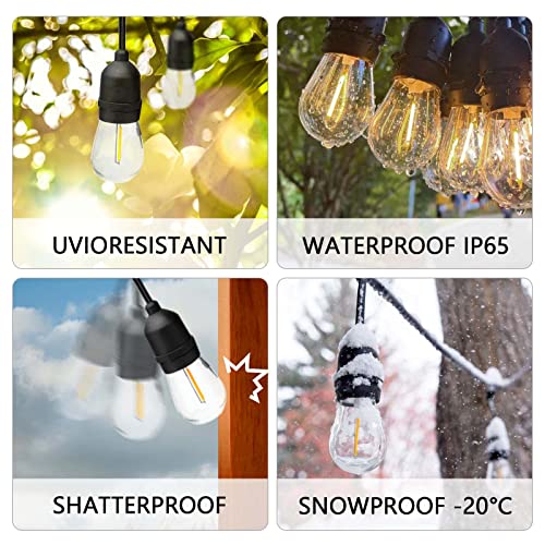 Visther 24-Pack String Light Bulbs, S14 Outdoor Waterproof Replacement Bulb, E26 Base Bulbs, 1W 120V, 2700K Warm White #TOP2