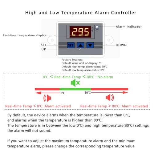 Sensor de temperatura con alarma acústica regulable y termómetro digital para nevera de 12V 3