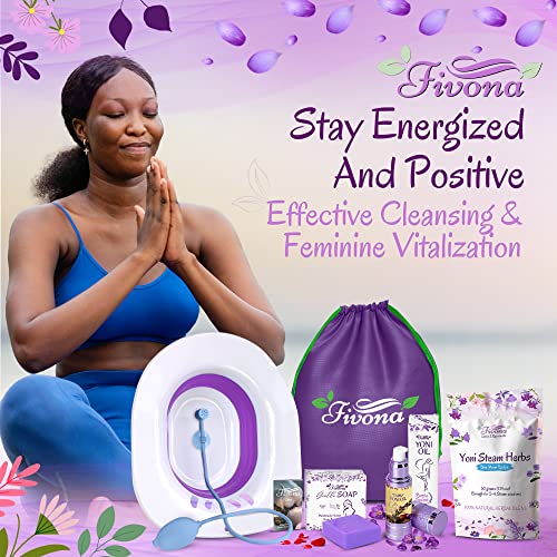 Fivona Yoni Steam Care 6 In 1 Kit - Ph Balanced Natural Yoni Oil, Herbal Yoni Bar Soap For Women Vaginal Wash, Detox V Stream Herbs, Sitz Bath Steamer With Pump And Storage Bag #TOP6