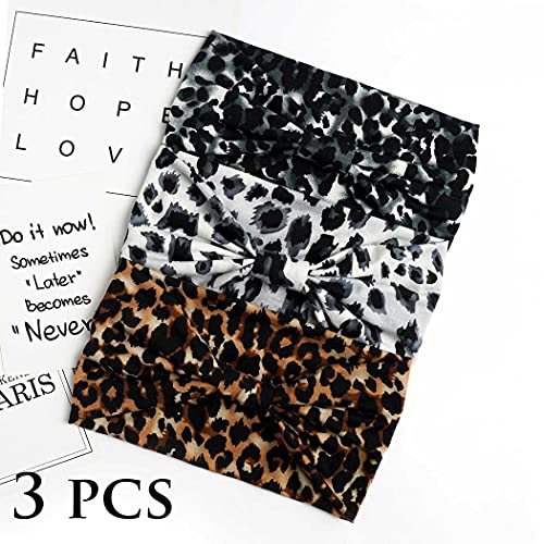 Aceorna Boho Headbands Wide Knot Hair Band Elastic Turban Head Band Stretch Leopard Twist Head Wraps Cloth Yoga Sweartband Fashion Hair Accessories For Women And Girls 3 Pcs (Set B) #TOP1