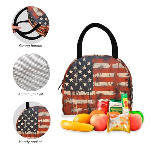 Rustic American Print Backpack Set with Lunch Bag, Large Capacity Travel Backpacks and Lunch Box Insulated for Commute Hiking Picnic4
