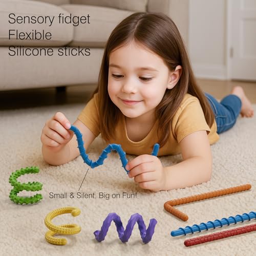 image for DEFXIER Flexible Sensory Fidget Sticks for Kids,6PCS Sensory Fidget To