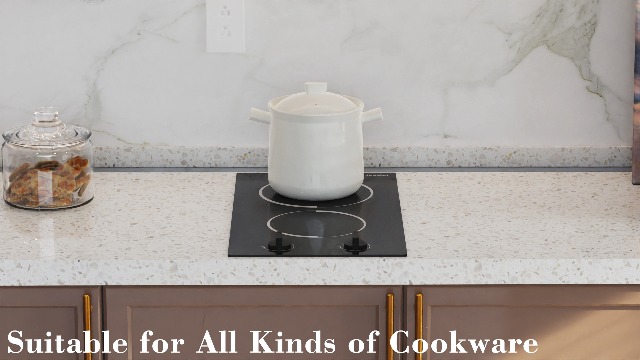 Image of 2 Burner Electric Cooktop - 12 Inch Plug in Portable 110V Electric Cook Top Two Burner, Built-in & Countertop Ceramic Stove Top with Knob Control, 9 Power Levels and Overheat Protection