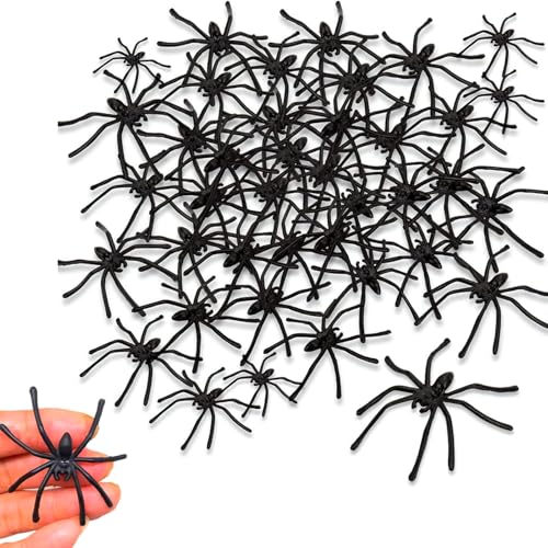 Lustres decoração Halloween, plástico aranhas de brincadeira assustadoras insetos decorativos de falsos realistas Halloween assustador divertido pequenos suportes para carnaval, festa temática 100