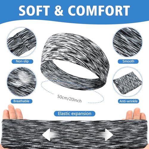 Image of 18 Pcs Sports Sweatbands for Men Women Camo Headbands Workout Non Slip Headbands Breathable Head Band Fitness Stretchy Unisex Hairband for Yoga Running Cycling Ball