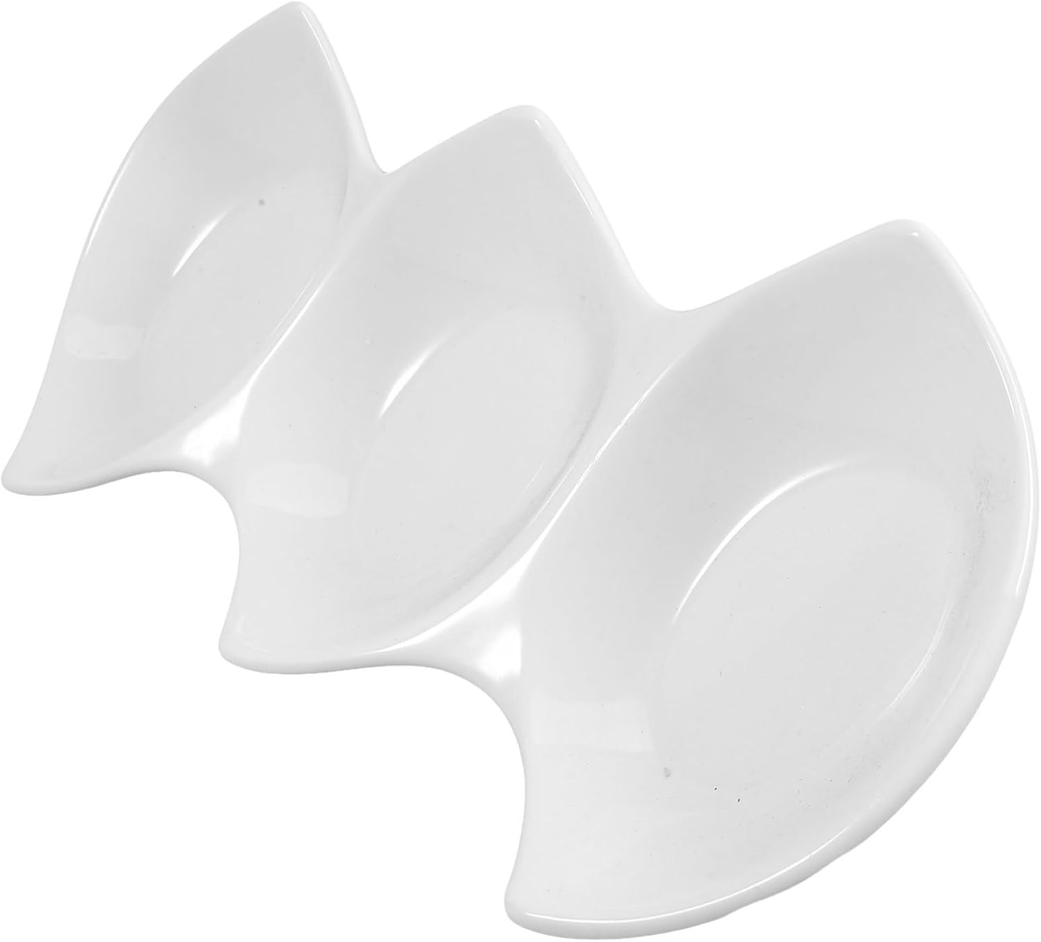 1pc Double-tip Triple Bowl Hotel Restaurant Side Dish Bowl Lid for Sauce Dishes