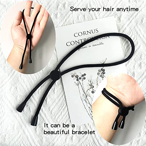 5Pcs Puff Ponytail Ties Adjustable Length Hairband For Short Kinky Curly Hair Bun Long Headband Ties For Curly, Natural Hair Extra Stretchy, No-Slip Design (Style-D-5Pcs) #TOP3