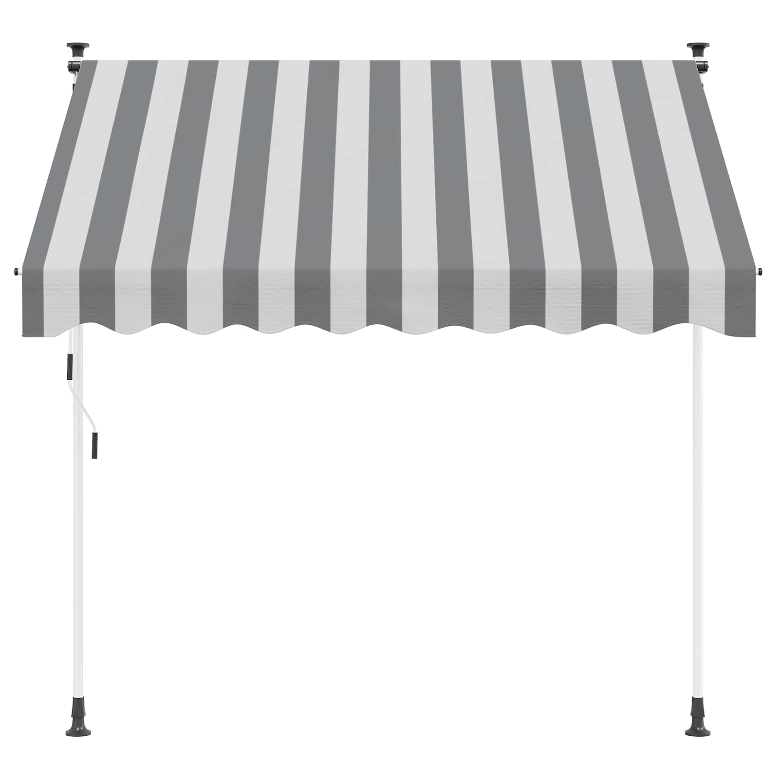Ręcznie zwijana markiza antracytowo-biała 100 cm, poliester 180 g/m2 z powłoką PU, na balkon, taras, do ogrodu, z korbą ręczną 125 cm, regulowana wysokość i kąt