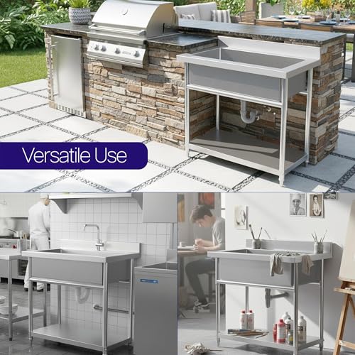 Life Finds Stainless Steel Freestanding Double-Wide Bowl 35.5” x 22.5” x 37.1” Utility Sink for Garage, Laundry, Shop, Pet, and Commercial Use, 20 Gallons, NSF, UPC and cUPC Certified, LF-US1SL by Life Finds - Image 6