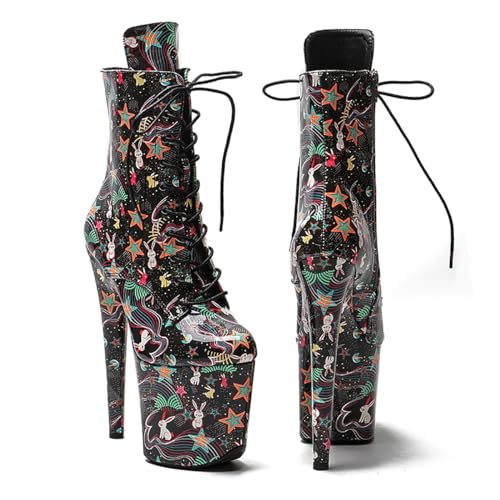 WUXIN H&P Women's Exotic High Heel Pole Dance Ankle Boots Short Custom 8 Inch Sexy Platform Fashion Lace-up Stiletto Round Toe Dress Shoes2