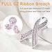 U7 Pink Brooches for Women Corsage Jewelry Platinum Plated CZ Inlaid Breast Cancer Awareness Ribbon Brooch