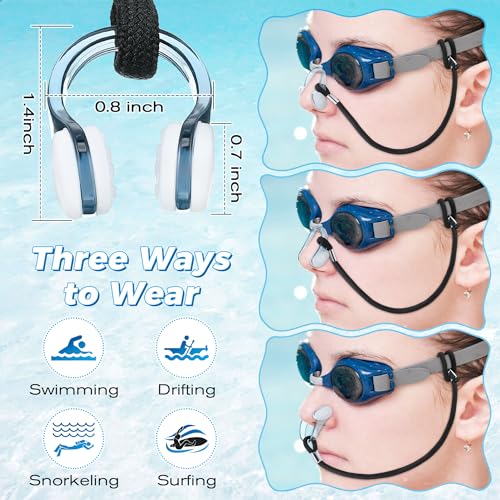 Dunkive 2 Set Swimming Nose Clips, Nose Plugs for Swimming with Cord and Organizer, Waterproof Silicone Swim Nose Plugs for Kids (Age 7+) and Adults, Nose Clamp Swimming Nose Clip with Strap