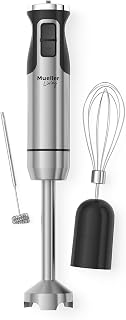 Mueller Ultra-Stick 500W Immersion Hand Blender - 3-in-1 with Whisk, Milk Frother, 9 Speeds + Turbo, Beaker Included