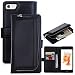 Produktbild A9H 2 in 1 iPhone 7 Plus Multifunktions Hochwertigen PU Leder Handy Tasche mit Druckknopf Verschluss Schutzhülle Handyhülle hülle und Geldbörse Flip Case Cover mit Kartenfach,Schwarz
