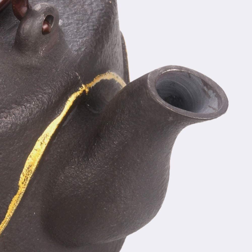 Theiere Fonte Théière Japonaise Théière En Fonte 1.4L Théière Eau Bouillante Service À Thé Théière À La Main Poignée En Cuivre Non Revêtu Couvercle En Cuivre Or Théière en Fonte Theiere Japonaise