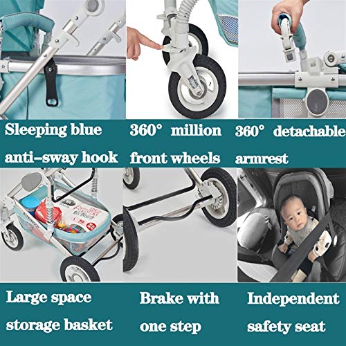 sportieve kinderwagen voor kinderen 3 in 1 kinderwagen wandelwagen opvouwbare luxe baby wandelwagen Anti-shock Springs… - Afbeelding 5