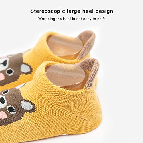 Awoscut Unisex Toddler Baby Grip Socks Stretch Cartoon Animal Print Anti-slip Floor Crew Socks for Toddler Girls Boys3