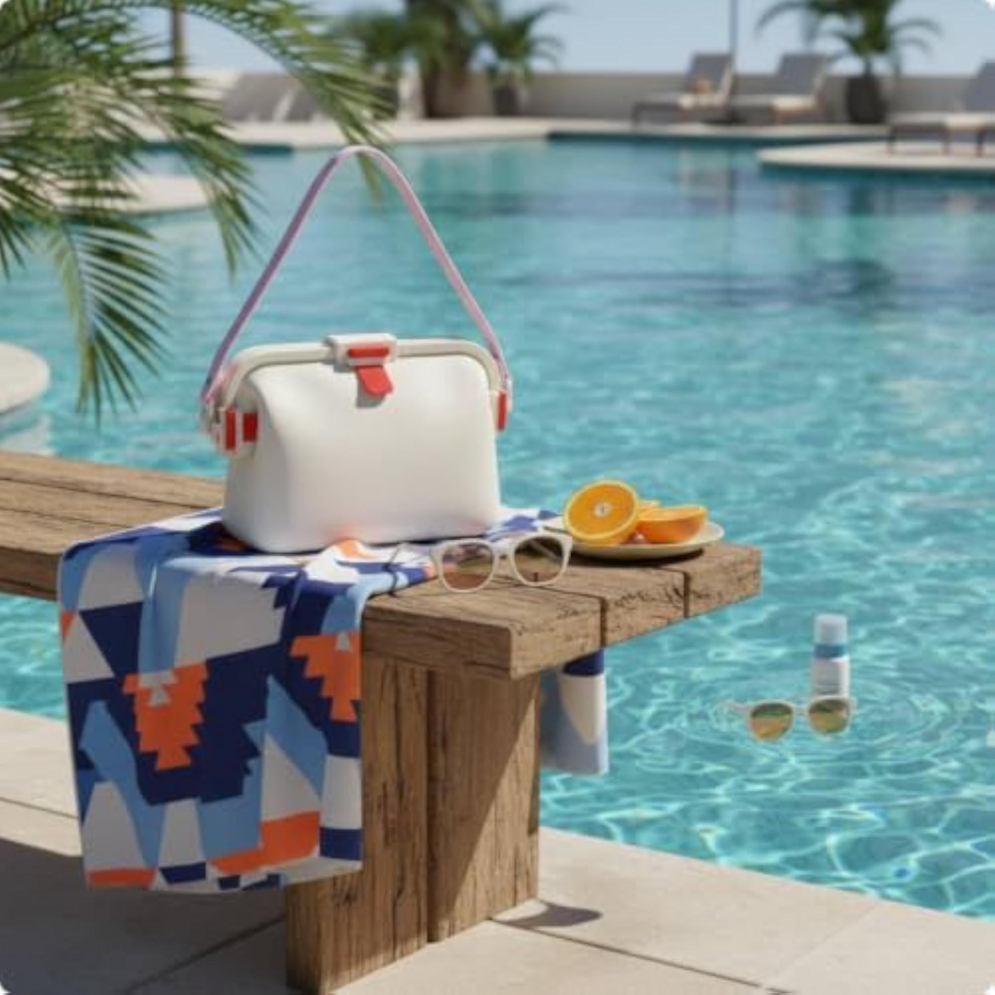 Structured Silicone Shoulder Bag for Swim and Travel