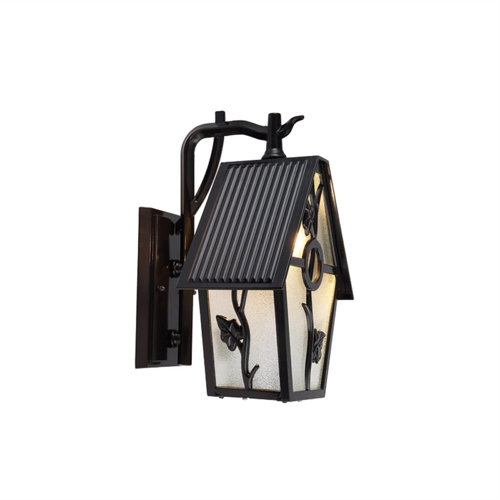 VDOQTLJT Retro Creativity Roof Shape Outdoor Wall Lamp Waterproof IP55 Garden Terrace Aisle Aluminum Sconce Light Patio Sun Room Fence Door Post Decor Lantern E27 Lighting Fixture(Nero)