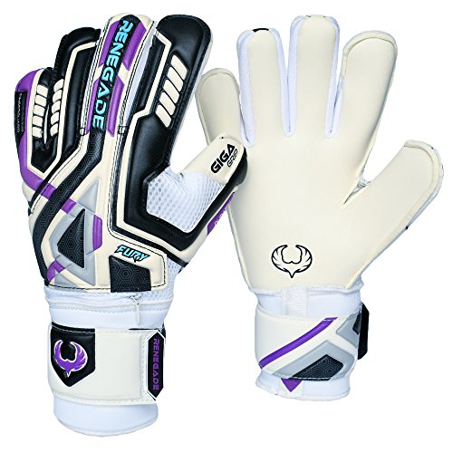 R-GK Fury UV Goalkeeping Gloves Hybrid Cut (Size 7) With Pro Fingersaves - Improve Confidence & Performance With Padded GK Gloves - Outdoor or Indoor Soccer - Adult, Youth, & Kids