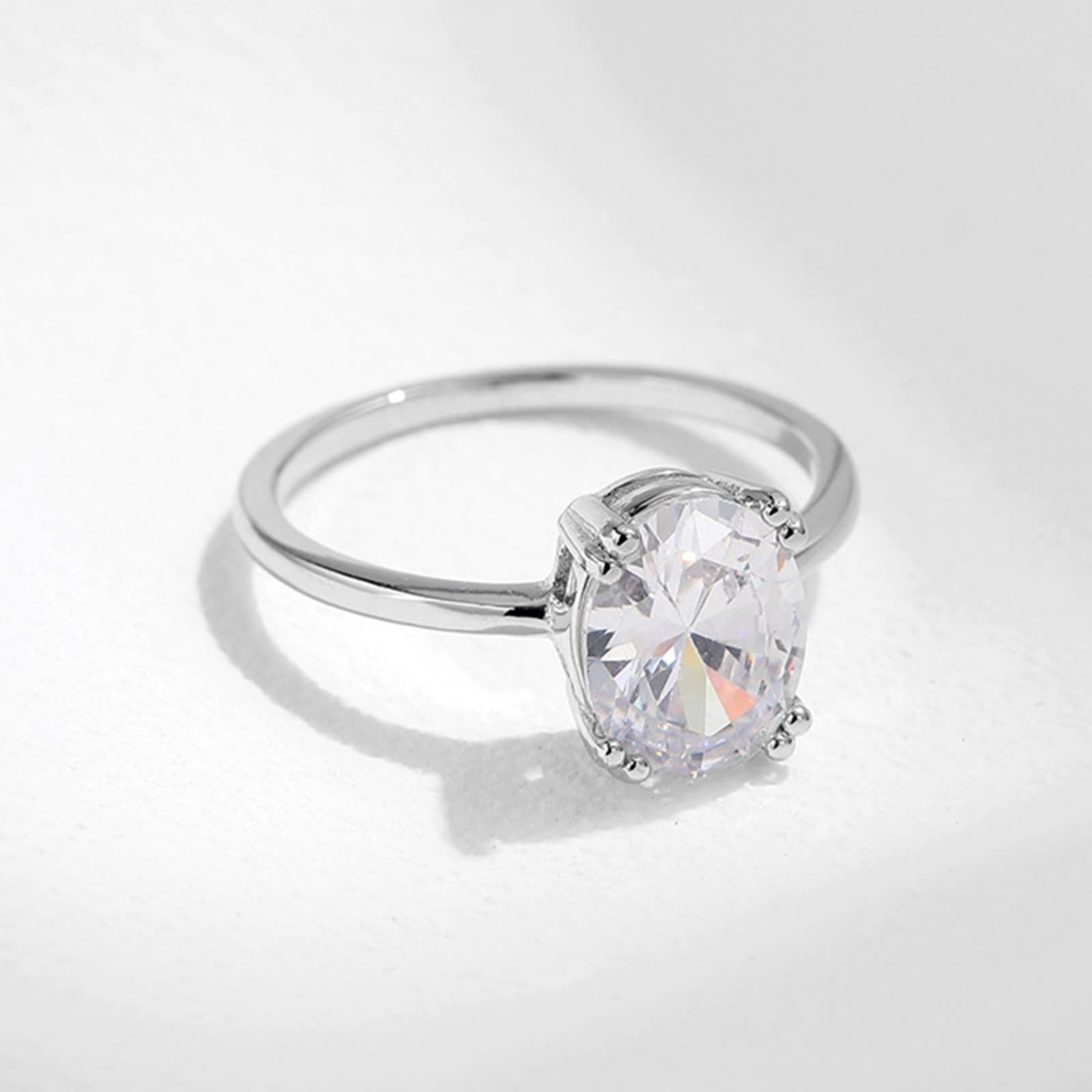 Wycian Bague de Mariage Argent Bague de Mariage Or Blanc 9K/14K Au375/Au585 7X9mm Moissanite pour Tante Mesdames