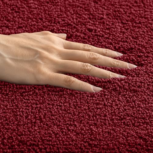 Image of enera Microfibre Bath Mat | Soft & Absorbent 2650 GSM | Non-Slip Latex Backing | Quick Dry, Washable Multipurpose Floor Mat for Bathroom, Bedroom, Kitchen & Home (Opella 40 x 60 cm) (Ruby Maroon)