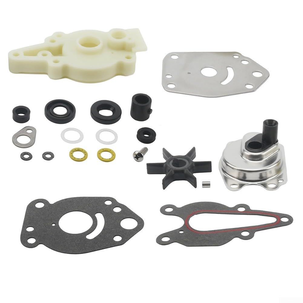 Kit de réparation de pompe à eau pour moteur hors-bord Mariner Force 6 8 9.9 10 15hp remplace 47-42089a3 46-42040a5 avec turbine en acier inoxydable et joints pour l'entretien du refroidissement du