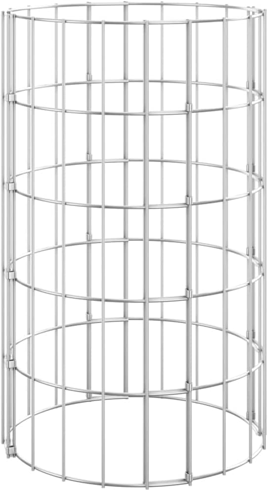 vidaXL Circular Gabion Pole Outdoor Garden Gabion Basket Cage Planter Stand Patio Backyard Gabion Post Raised Bed Fencing Galvanised Steel