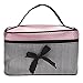 DATEWORK Satin Square Bow Stripe Cosmetic Bag (Black )