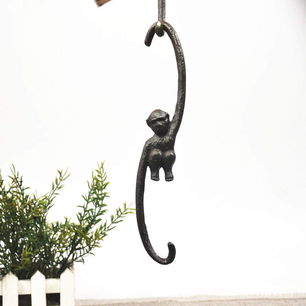 Support pot de fleur suspendu fer forgé pêche au singe lune