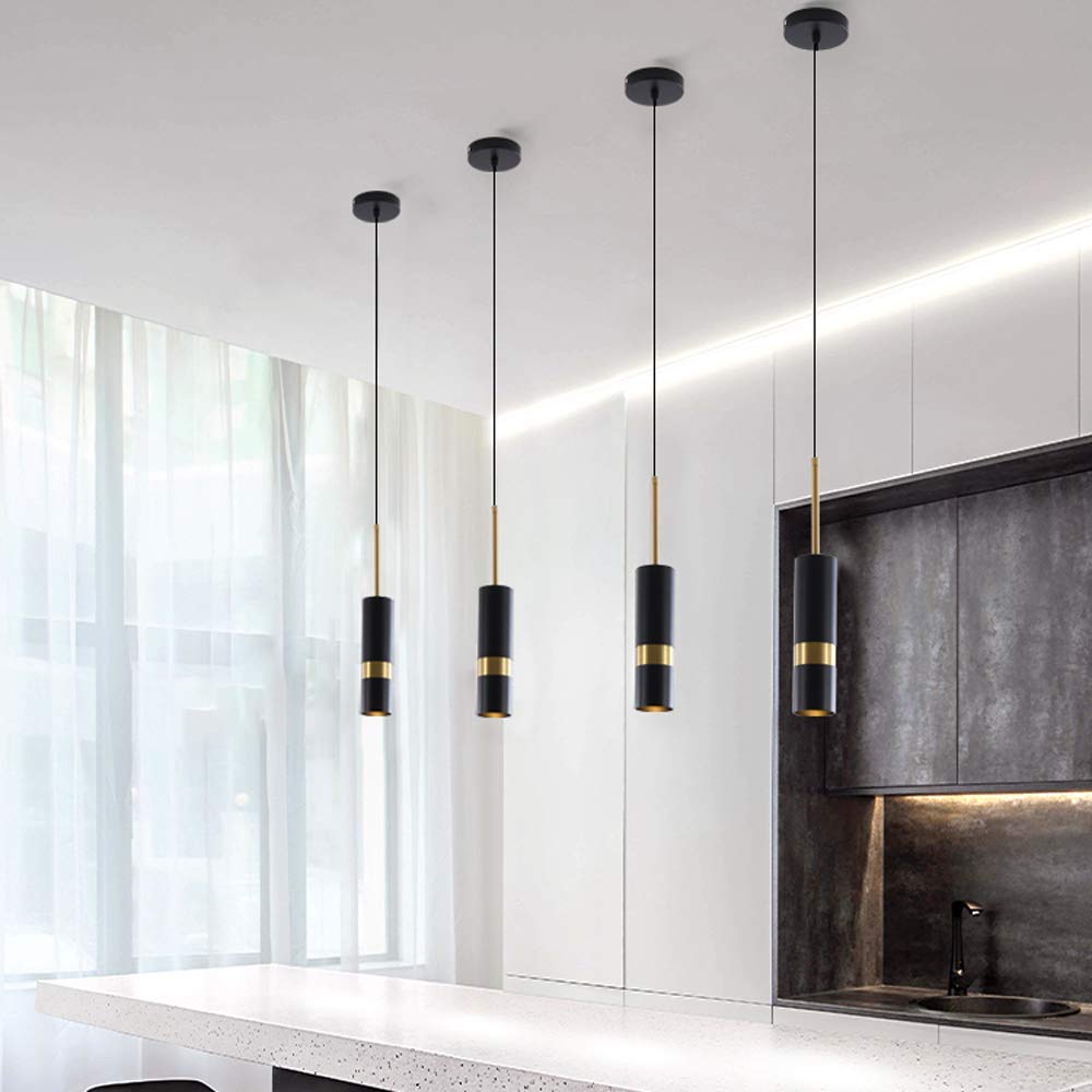 Lámpara Colgante de Tubo Largo Cilíndrico Led de 5 W, Ajustable Hacia Arriba Y Hacia Abajo, Kit de Iluminación Colgante, Luz de Isla de Cocina, Lámparas de Techo Colgantes de Aluminio, Lámpara C