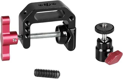 Miniatura 5 de CAMVATE Abrazadera C articulada 1/4"-20 Mini soporte de cabeza de bola (perilla de bloqueo roja) - 2172