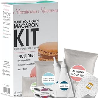 Macalicious Macaron Baking Mix - DIY Bake Your Own French Macarons Kit –Includes All Dry Ingredients, Pastry Bags with Piping Tip, Template, and Detailed Instructions - Great activity for Kids & Adults