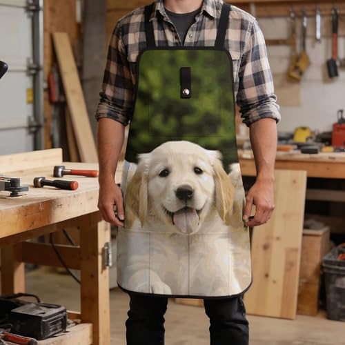 Delantal de trabajo con diseño Golden Retriever Negro miniatura 5