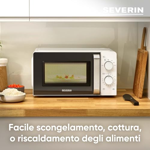 SEVERIN Microonde Solo, forno a microonde per scongelare e riscaldare, forno a microonde con piatto girevole per una distribuzione uniforme del calore, bianco/nero, MW 7885 - 3
