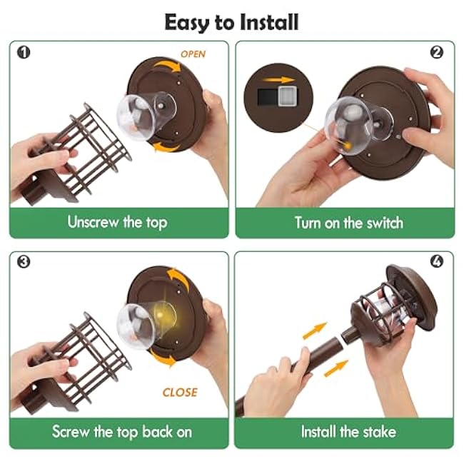 Solar Pathway Lights 8PK Outdoor Garden Yard Lights Waterproof Auto-on/Off Landscape for Lawn Patio Walkway Warm Light (Brown), PTH-080