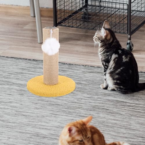 Rascador para gatos COHEALI vertical con cuerda de sisal amarilla miniatura 6