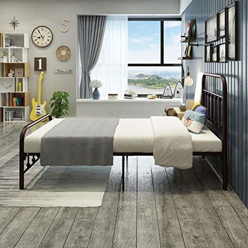 Dumee Metal Bed Frame Twin Size With Headboard And Footboard Mattress Foundation Box Spring Replacement Steel Slat Support,Antique Brown #TOP5