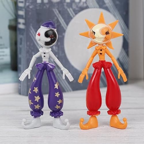 Feromio 2Pcs - Fnaf Sun And Moondrop Action Figures - Fnaf Security Breach Cute Cartoon Anime Clown Action Figure Doll Home Decoration Video Game Fans Gift #TOP1