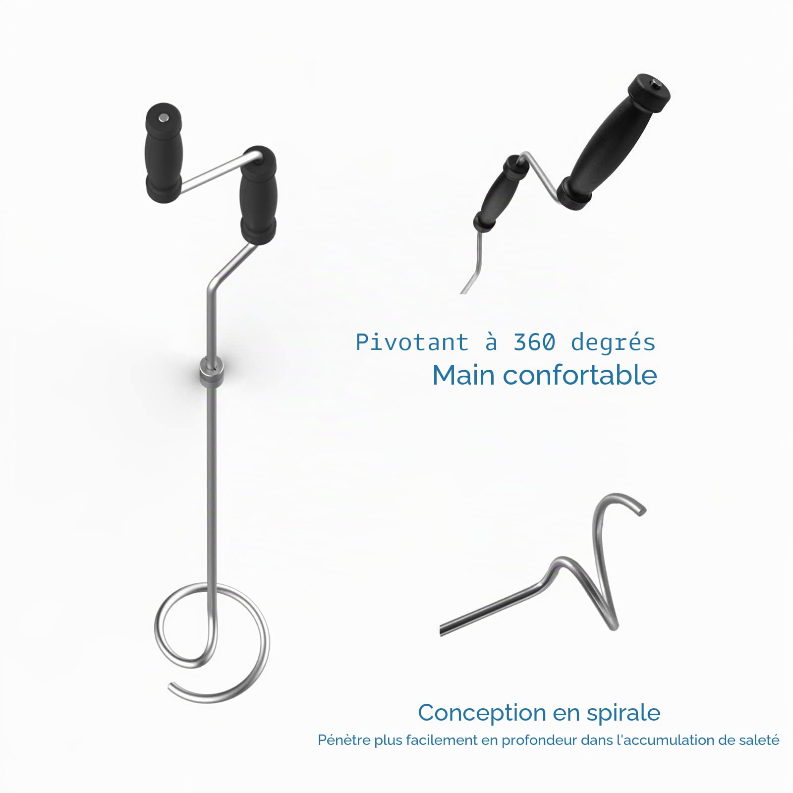 Pelle à compost avec manivelle de compost et outil de mélange pour conteneurs à compost extérieurs, aérateur manuel en acier inoxydable