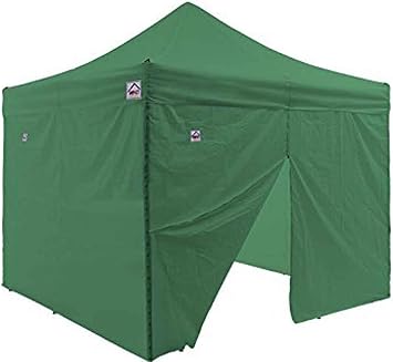 Impact 10 x10 Pop Up Canopy Tent with Sidewalls, Recreational Grade Steel Frame, Includes 2 Sidewalls and 2 Zippered Sidewalls, Roller Bag, Kelly Green
