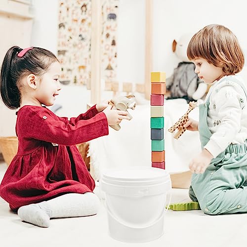 Cabilock 2Pcs L Toy Portable Handle Heavy Food Grade Household Kids Tub Ice Treasure Duty Container Buckets Cream With Pail Kitchen Lid Bucket Storage All White Plastic Barrel Toys Bucke #TOP2