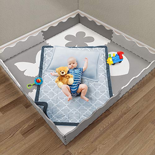 Sorbus MAT-PZLA Baby Play Mat Tiles - 61 Inch X 61 Inch Extra Large, Non Toxic Foam Puzzle Floor Mat For Kids, Grey & White Interlocking Foam Playroom & Nursery Playmat, Safe & Protective For Infants & Toddlers thumb #2