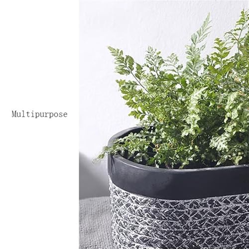 Pot de fleurs elliptique haut de gamme en ciment texturé chanvre
