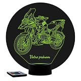 Lampe 3D Moto BMW R 1250 GS – Avec personnalisation – Télécommande 16 Couleurs + 4 Modes automatiques – Veilleuse motard – Cadeau moto/Décoration – Made in France