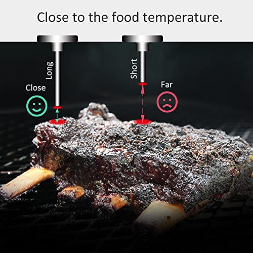 GALAFIRE 80 mm großes Zifferblatt 300 °C BBQ Grill Thermometer Holz Smoker Temp Gauge mit verlängertem 73 mm Stiel für Grillen Fleisch Kochen