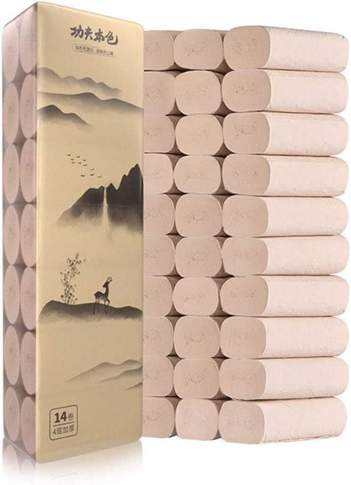 USVSU Bamboo Paper Towels 4 Layers 0 Waste Recycled Toilet Paper with Septic Safe Biodegradable Bath Tissue Sustainable Eco Friendly Kitchen Family Paper Rolls 14Pcs