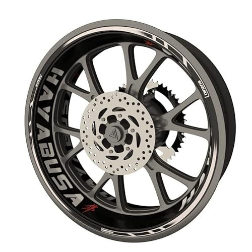 Komplettes Set Felgenrandaufkleber für Suzuki Hayabusa, Premium-Qualität (Aufkleber für beide Felgen) (hellgrau)