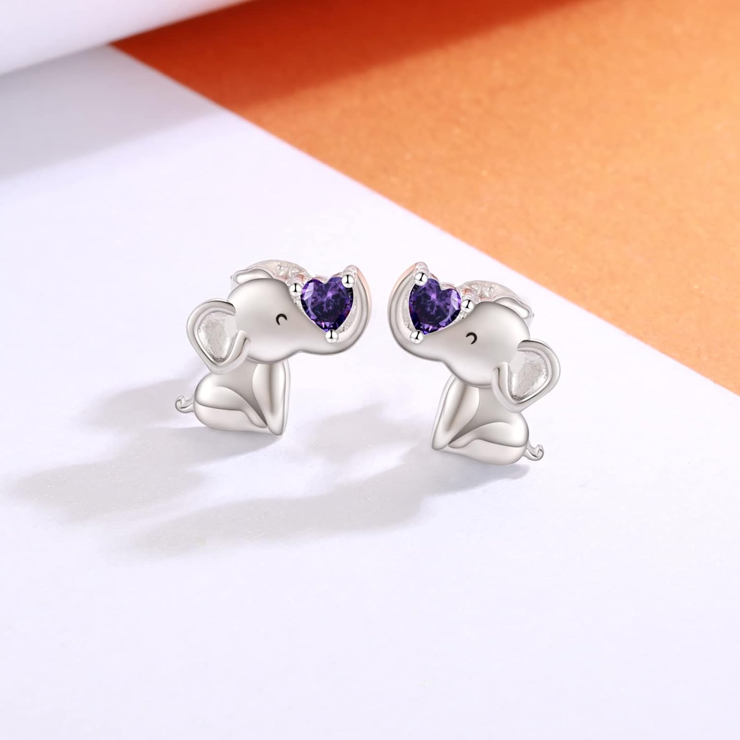 925 Sterling Silver Elephant Earrings Stud Birthstone Hypoallergenic Cute Animal Earrings Jewelry Gift for Women - Image 2